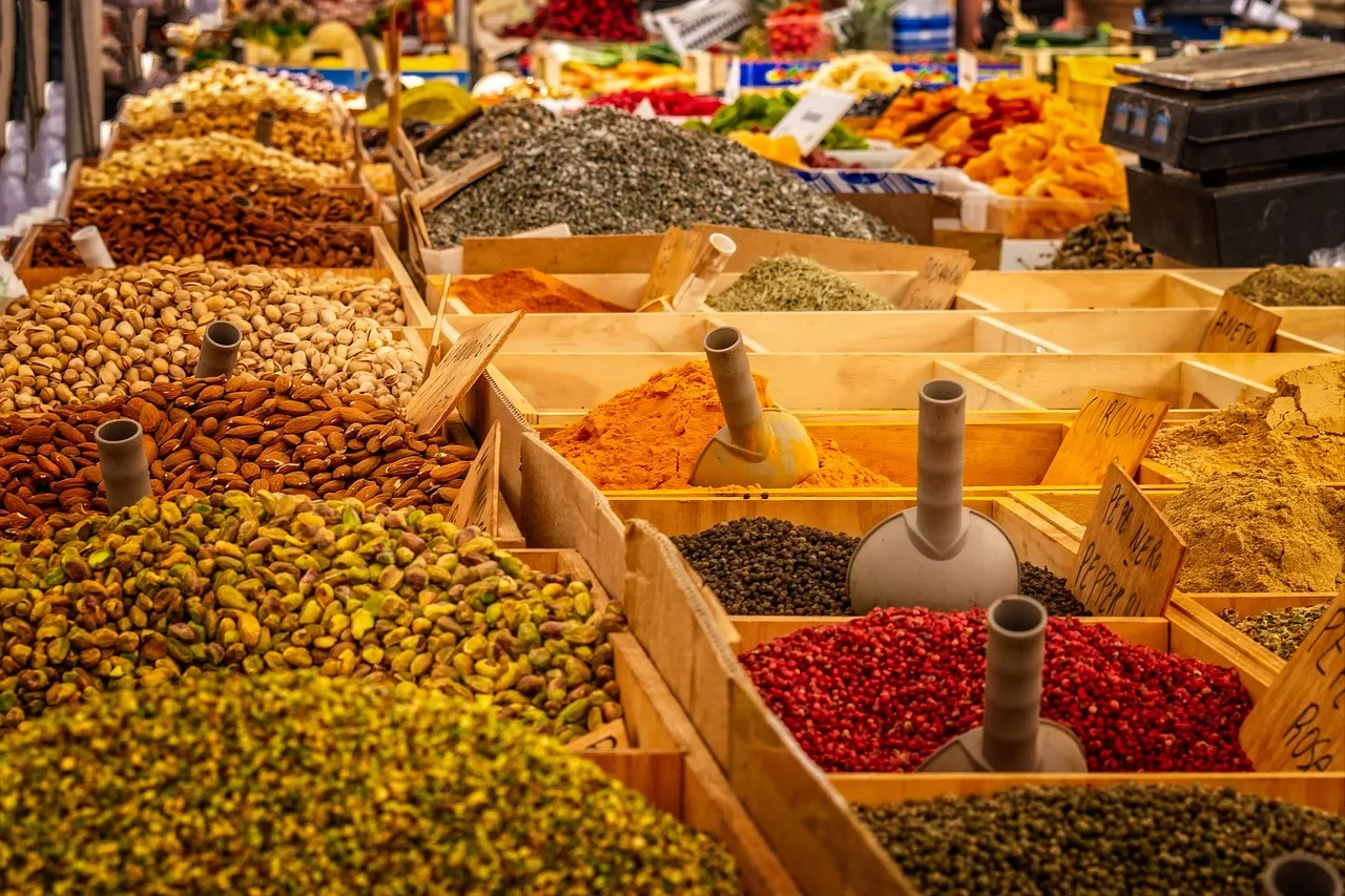 marked, stå, krydderier, mad, farmers market, marked stall, handel, eksotisk, peber, curcuma, orientalsk, marked, marked, marked, marked, marked, krydderier